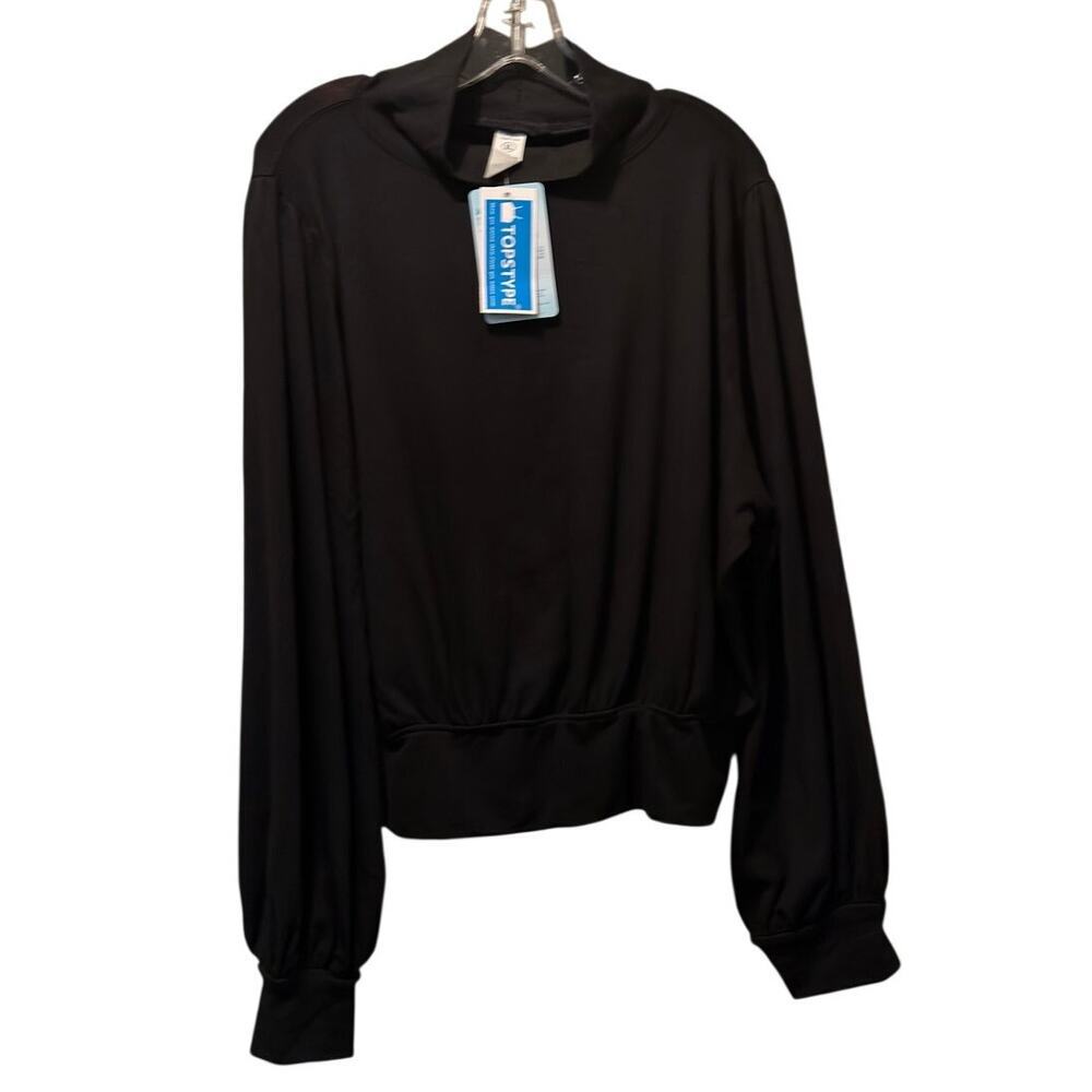 NWT Topstyle Women's Turtleneck Lantern Sleeve Top Color Black Size XL